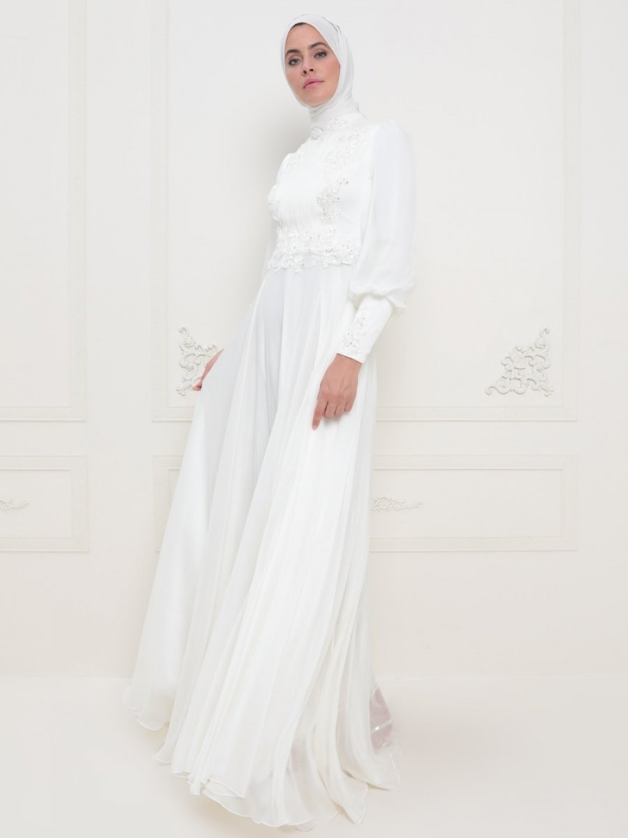 SomFashion Kayra Ekru Abiye Elbise