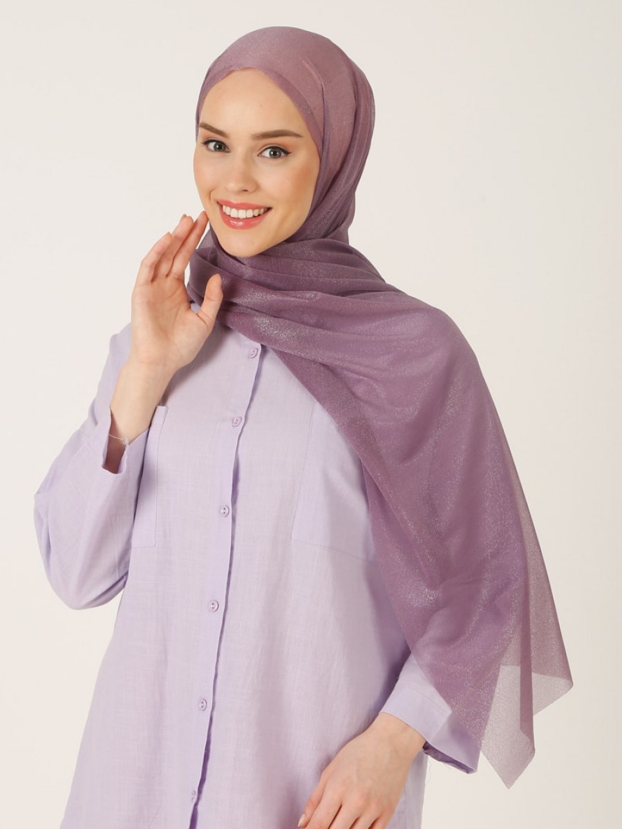 Özsoy Simli Abiye Leylak Rengi Şal