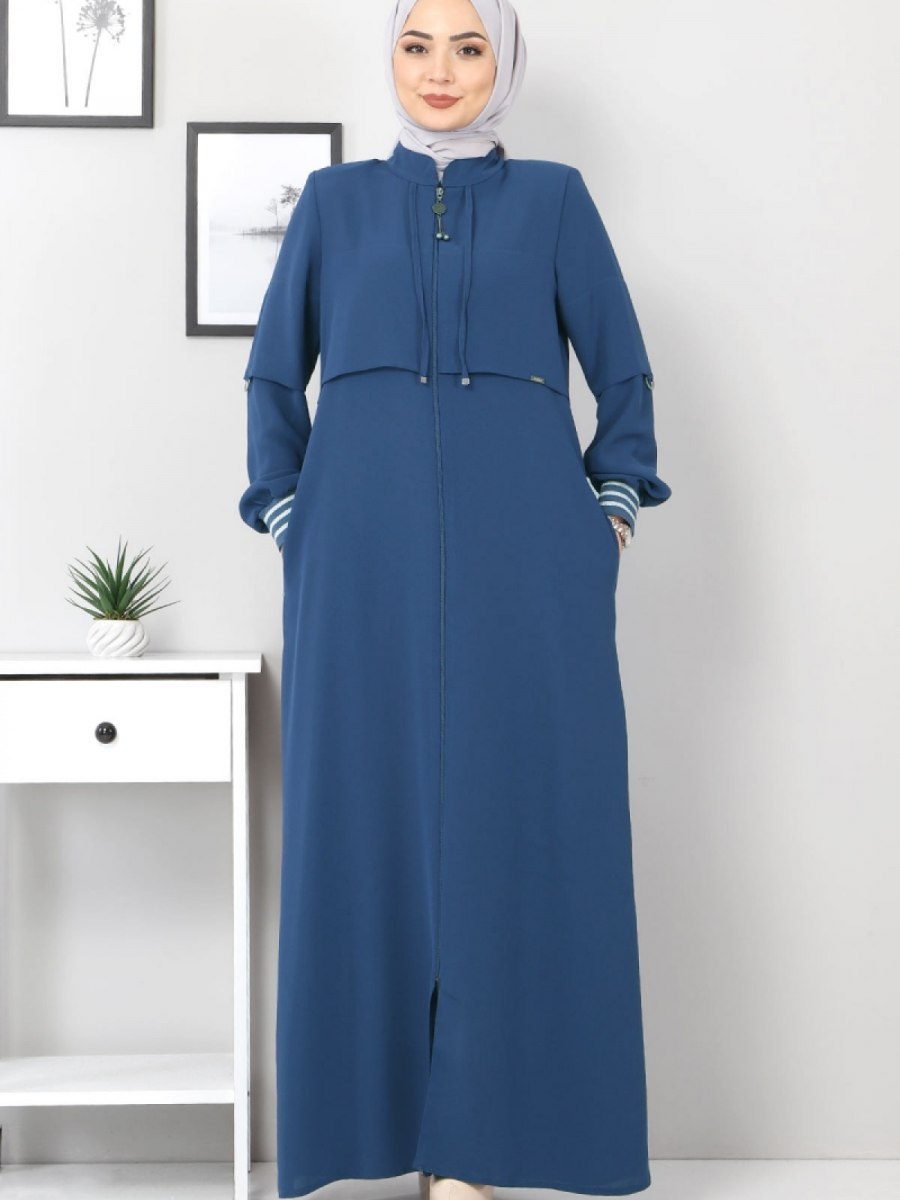 Tesettur Dunyasi Ribanali Indigo Ferace Ehl I Tesettur