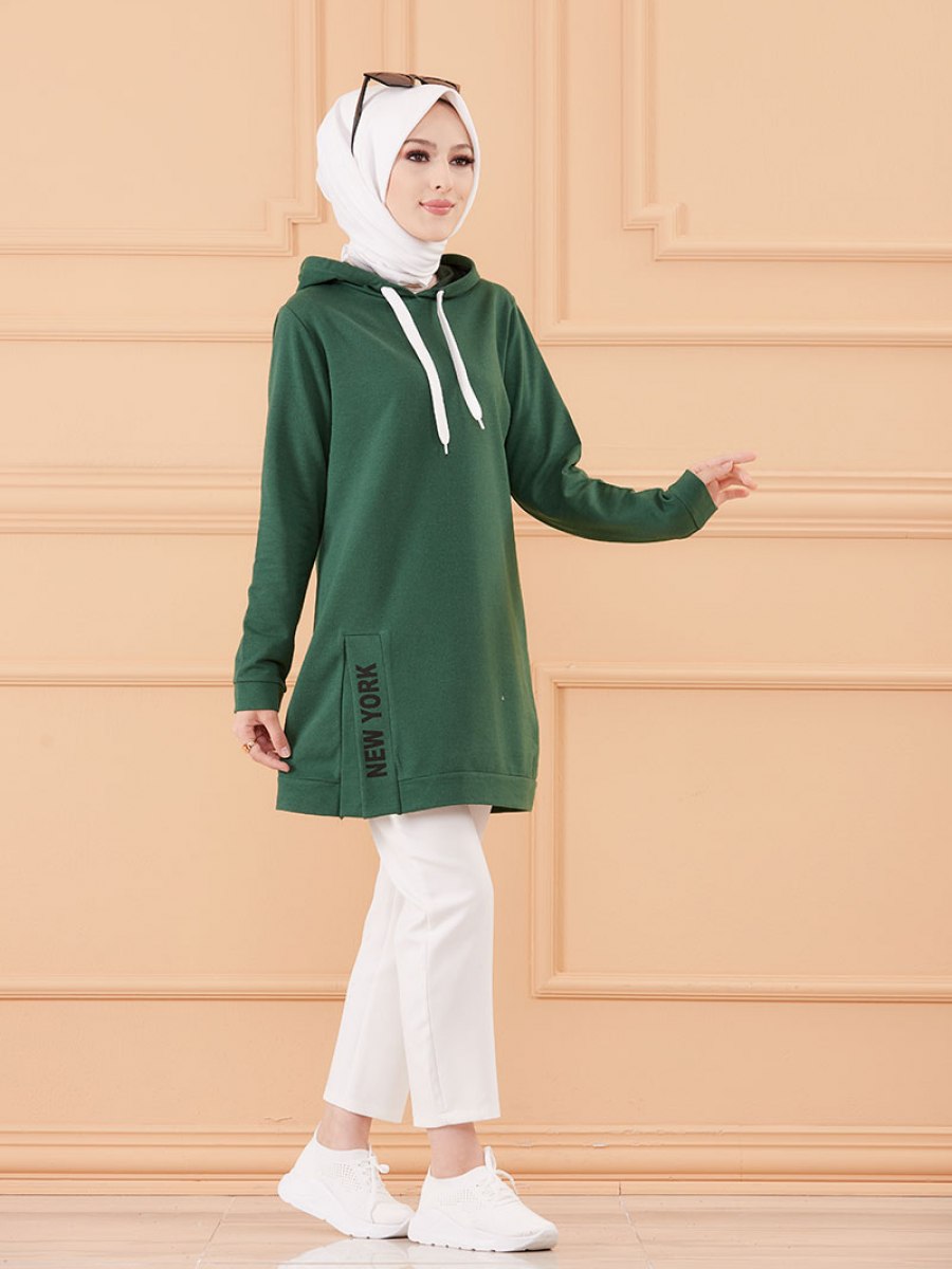 Tofisa Açık Zümrüt Kapüşonlu Sweatshirt