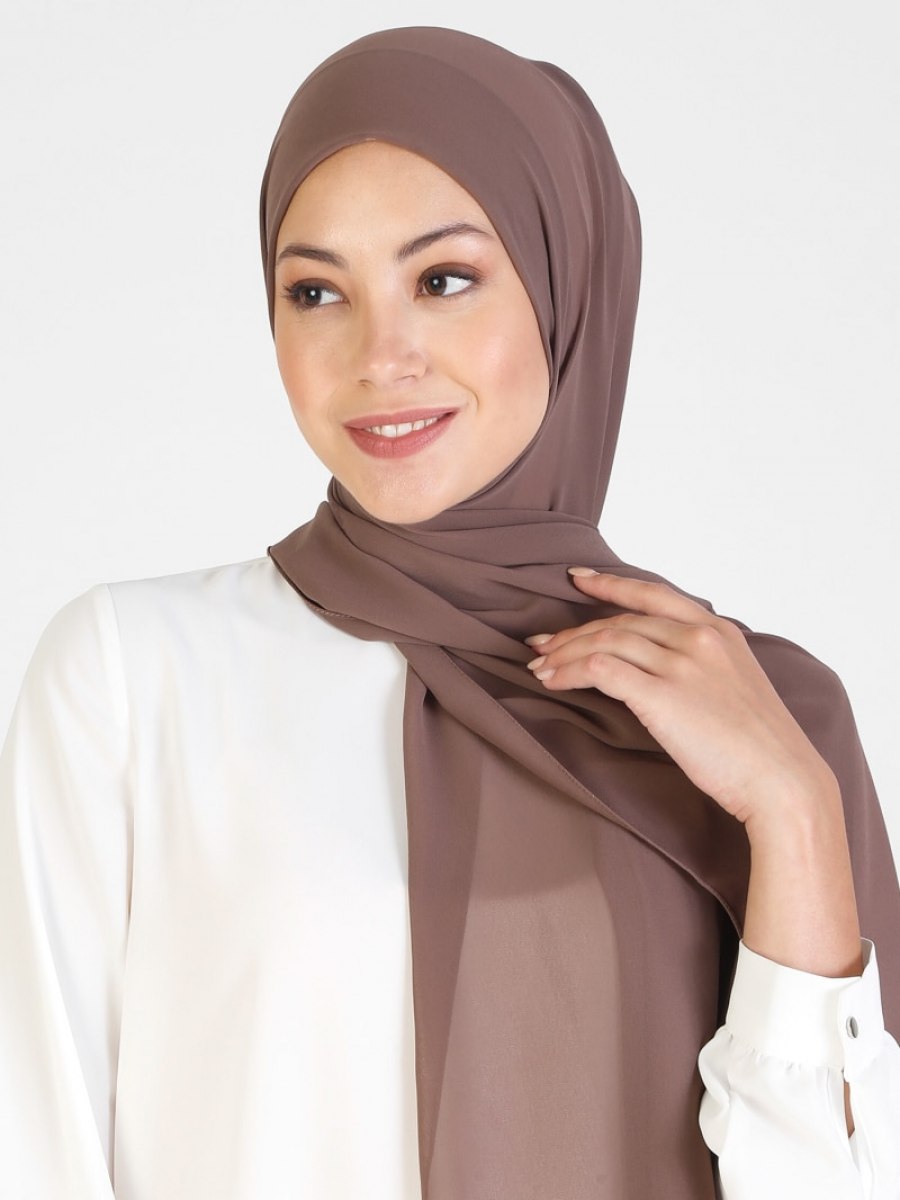 Balse Eşarp Multi Krep Şifon Koyu Vizon Şal