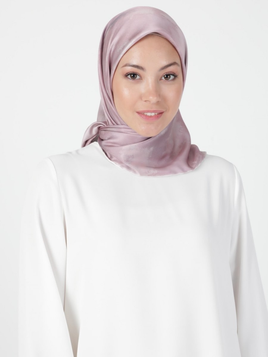 NINE SCARFS Bulut Desen Dijital Rayon Pudra Eşarp
