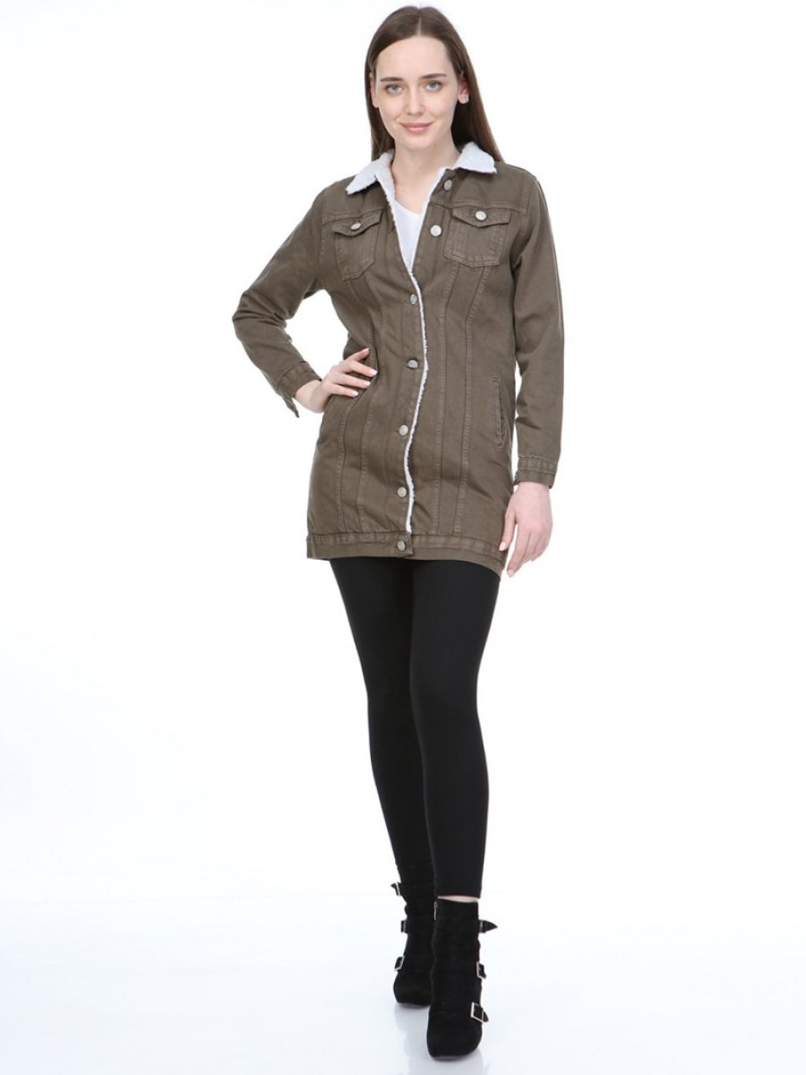 Mayın Jeans İçi Kürklü Kot Kahverengi Ceket