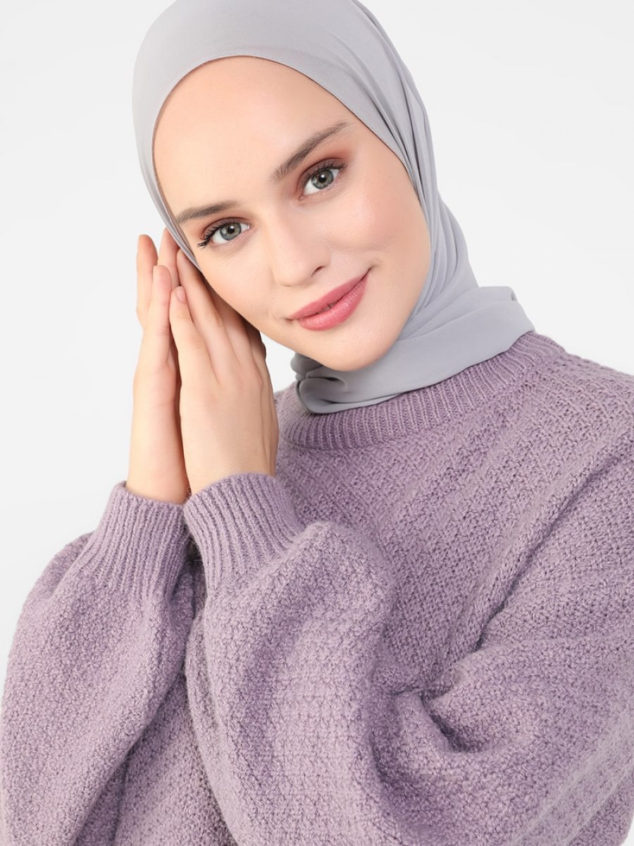 Refka Örgülü Triko Vintage Mor Tunik