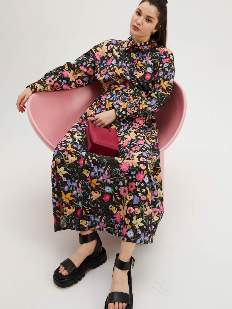 Hooopstore Poplin Siyah Elbise