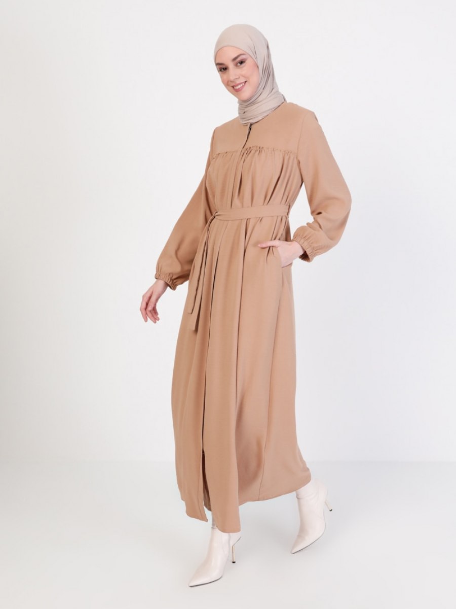 Jamila Boydan Fermuarl Camel Ferace Ehl i Tesett r