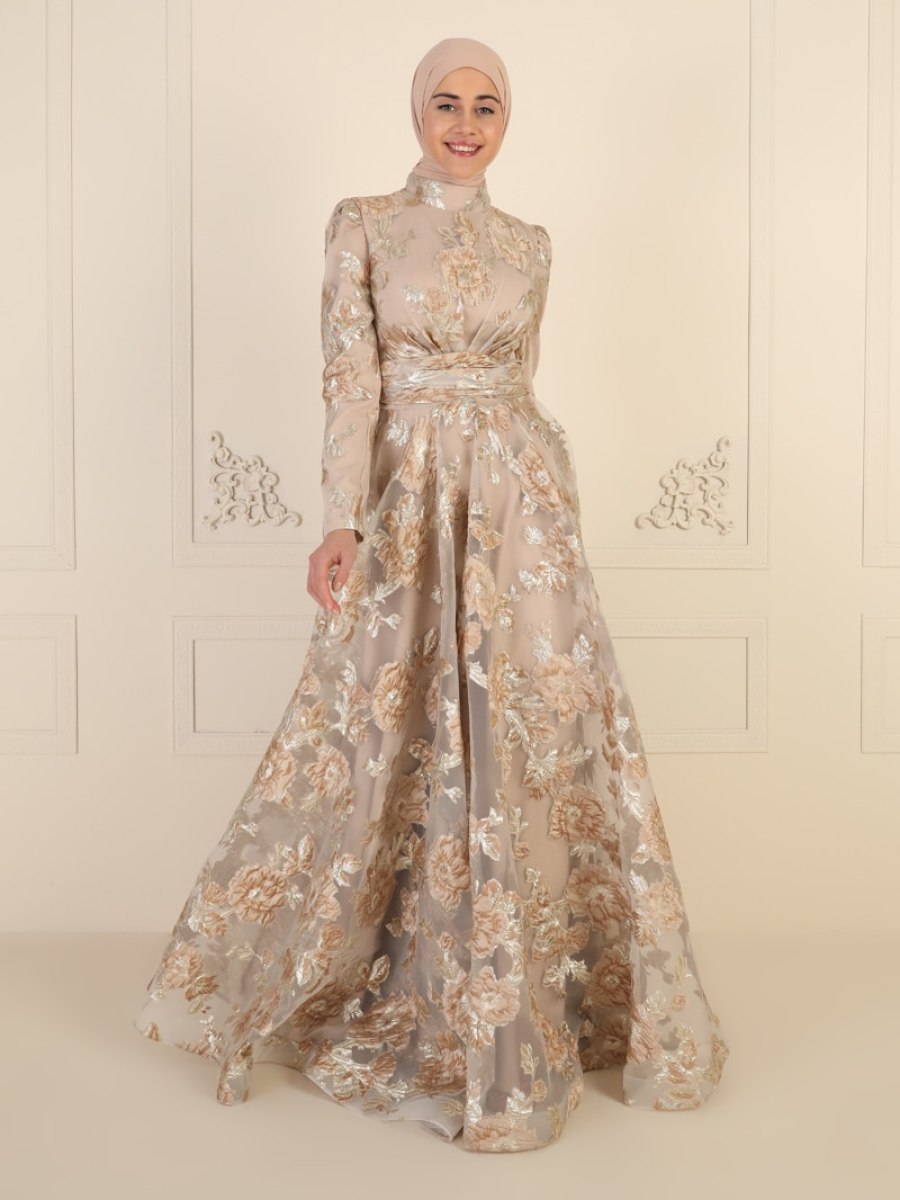 Moda Sinanlar Sevda Gold Abiye Elbise