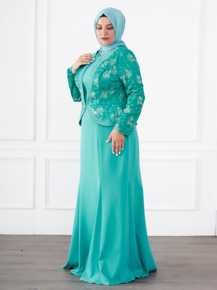 Moda Sinanlar Derya Yeşil Abiye Elbise