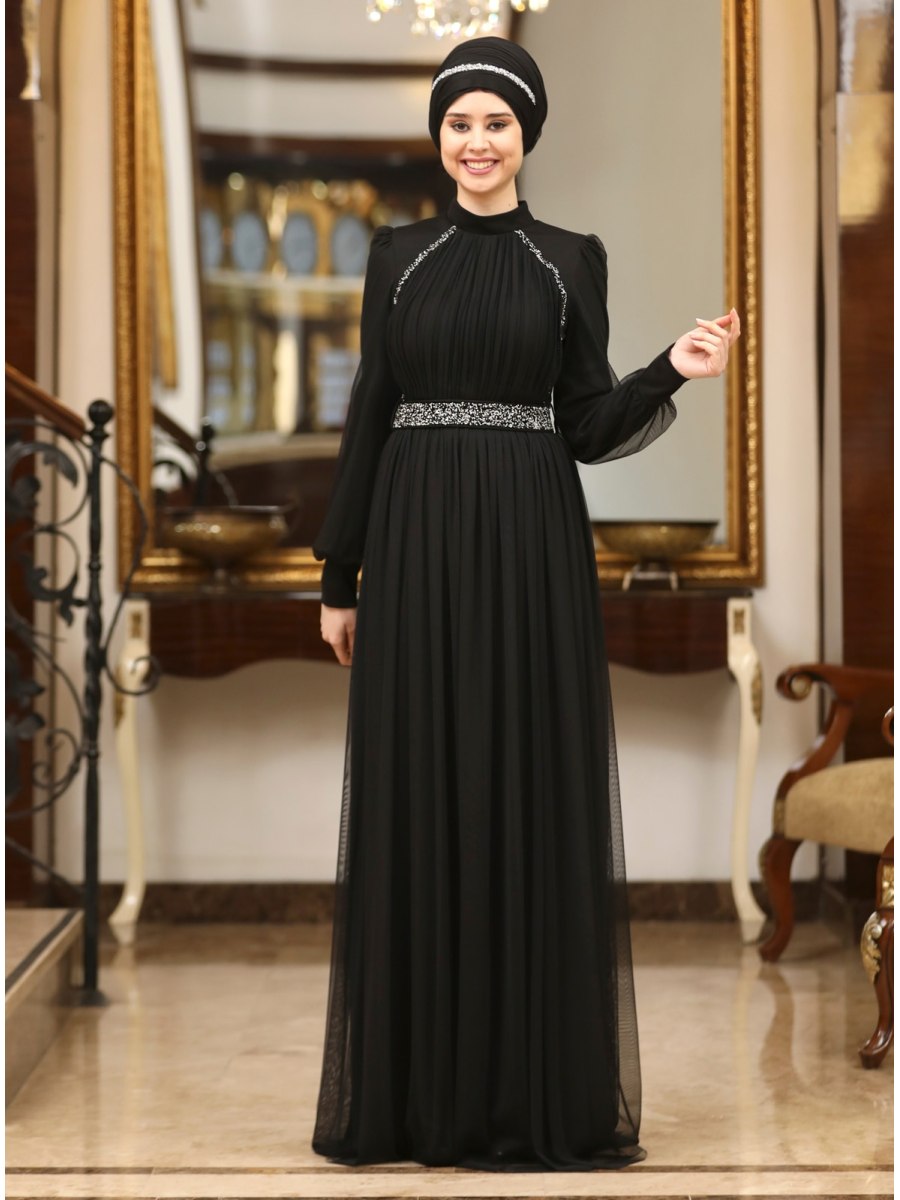 Azra Design Efsane Siyah Abiye Elbise