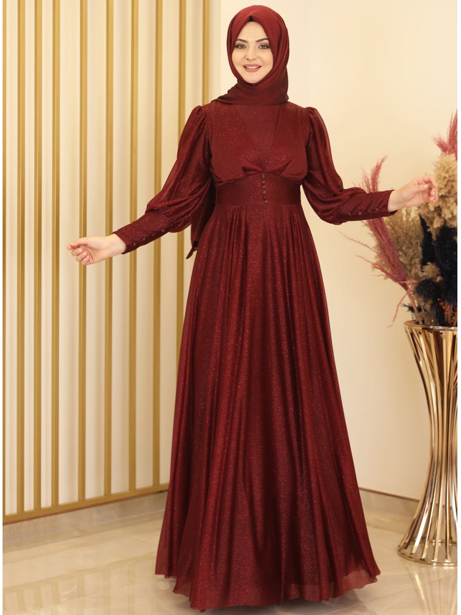 Fashion Showcase Design Dilber Bordo Abiye Elbise
