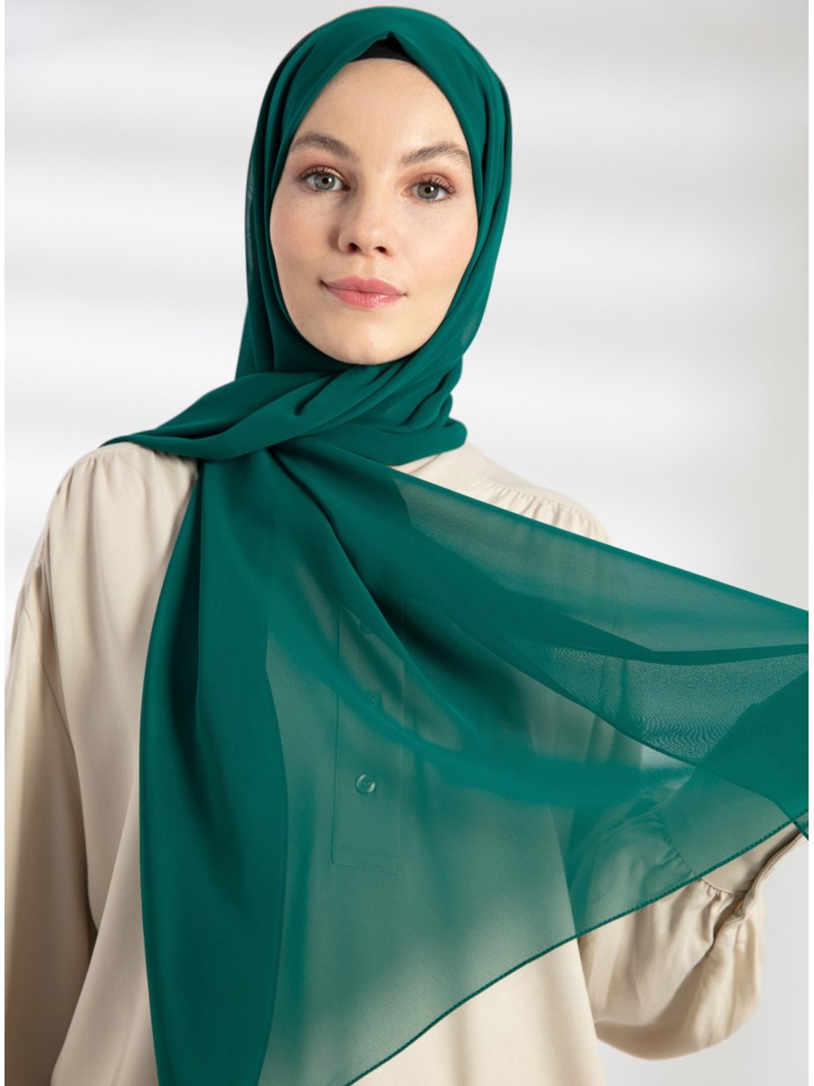 Pure Scarfs Şifon Zümrüt Yeşili Şal