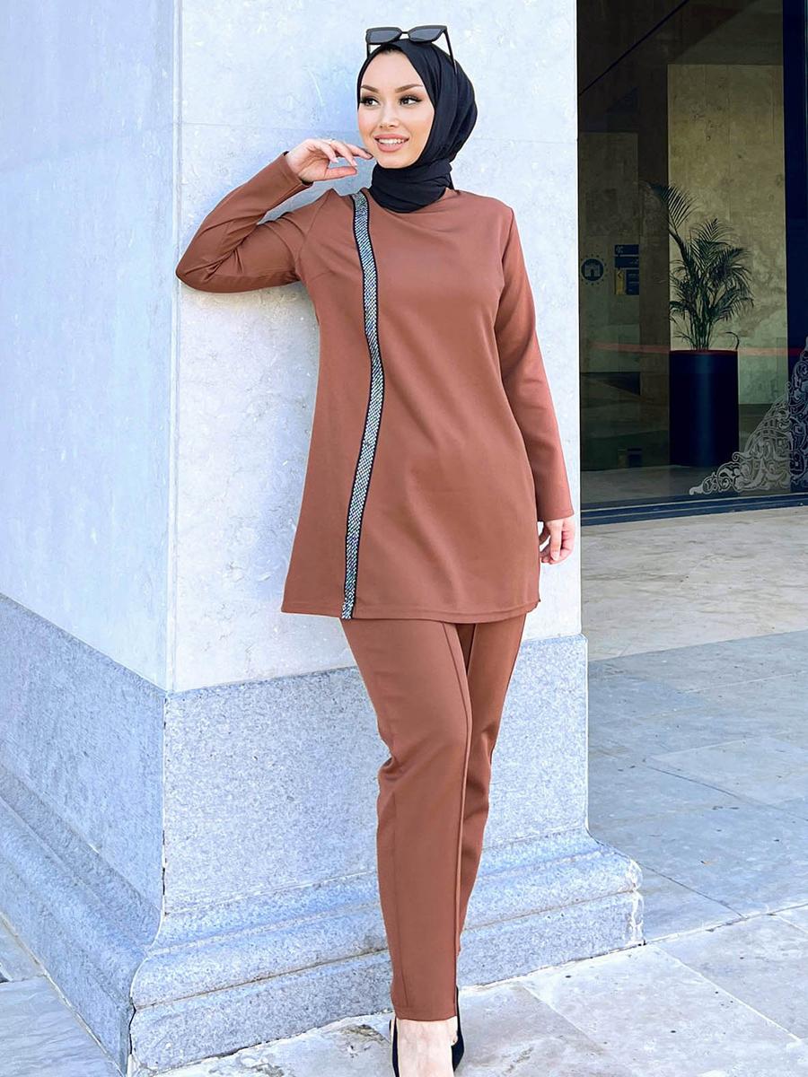 Tofisa Tunik & Pantolon İkili Kahve Takım