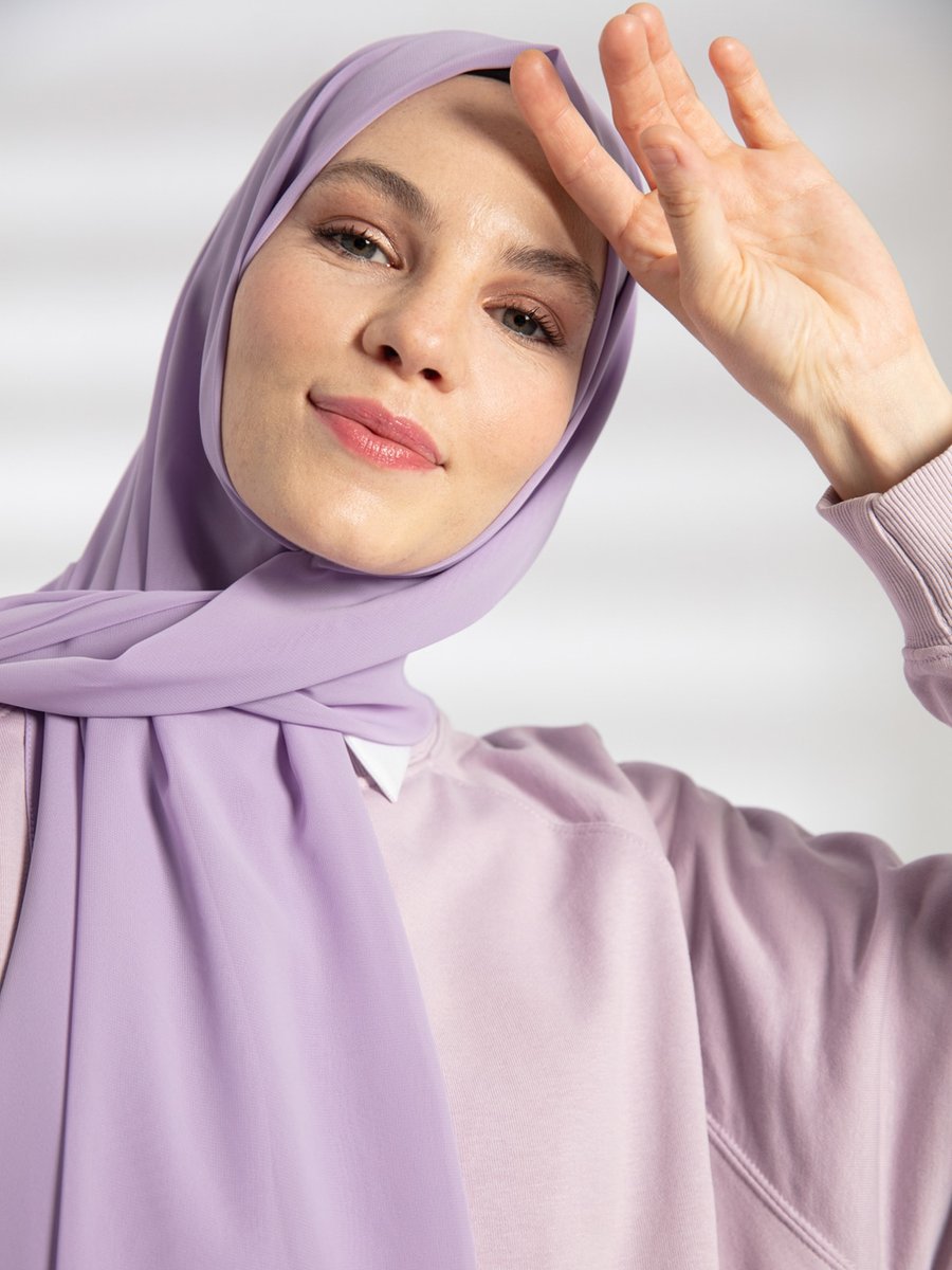 Pure Scarfs Şifon Lila Şal