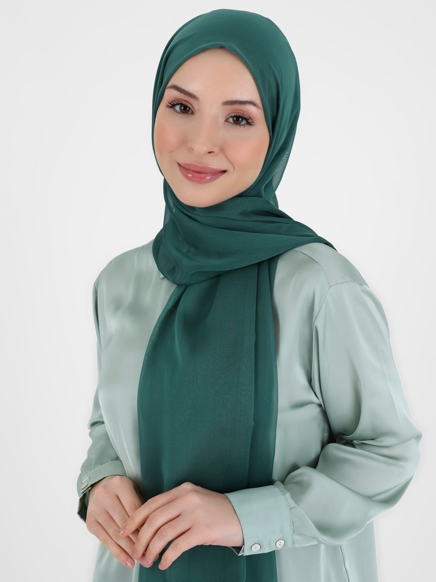 Aymina by Dilek Akhisarlı Janjan Şifon Zümrüt Yeşili Şal