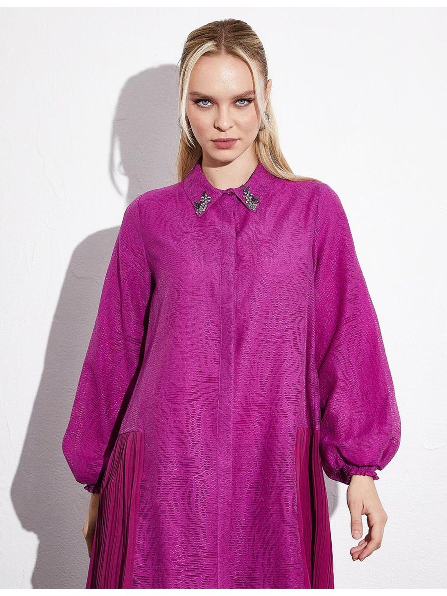 Kayra Soyu Desenli Piliseli Tunik Purple