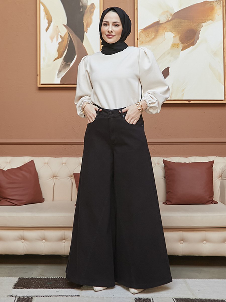 Neways Denim Siyah Pantolon Etek