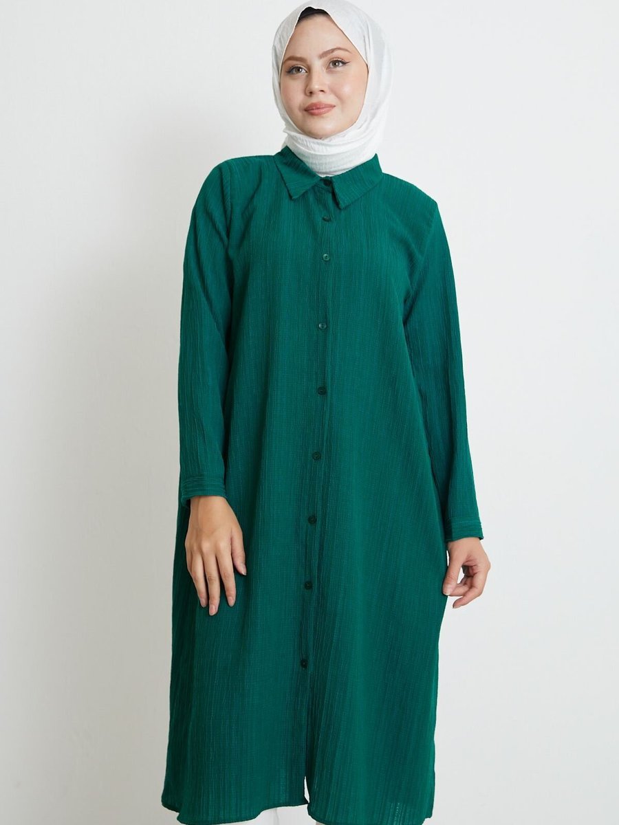 Spesniks Zümrüt Yeşili Düğmeli Tunik