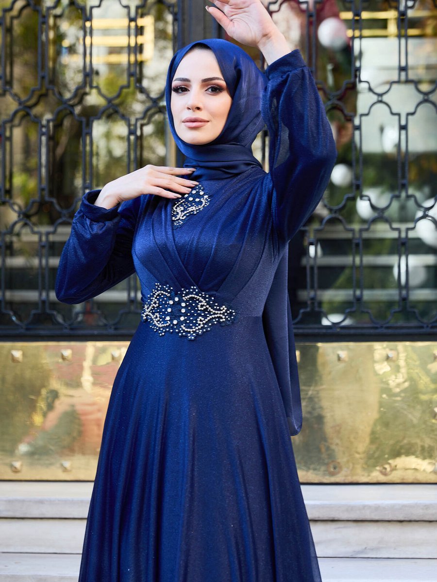 Tofisa 11365 Lacıvert Abiye Elbise