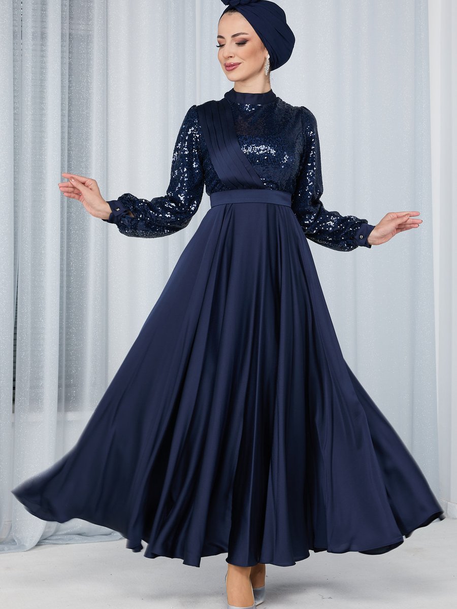 Tofisa 23693 Lacıvert Abiye Elbise