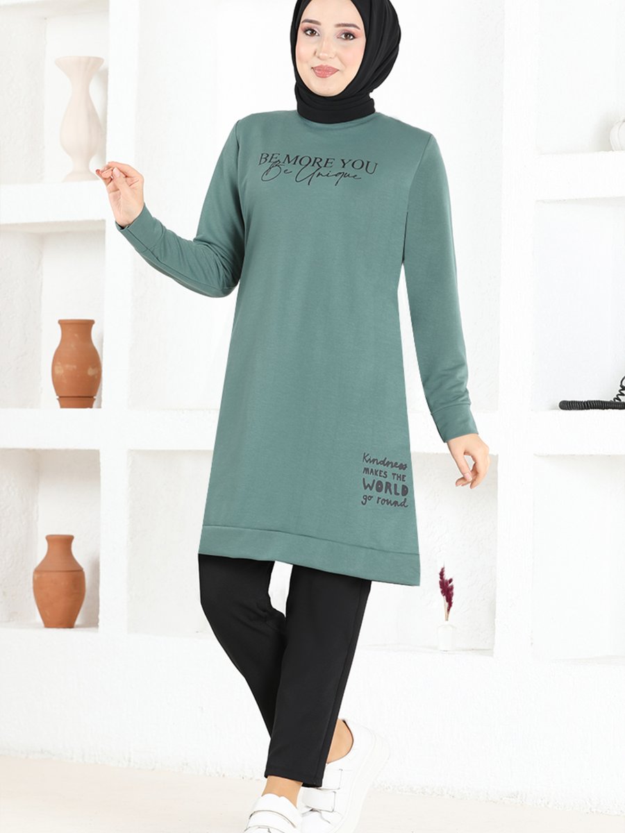 Modamerve Baskılı Tunik Msl7777 Mint