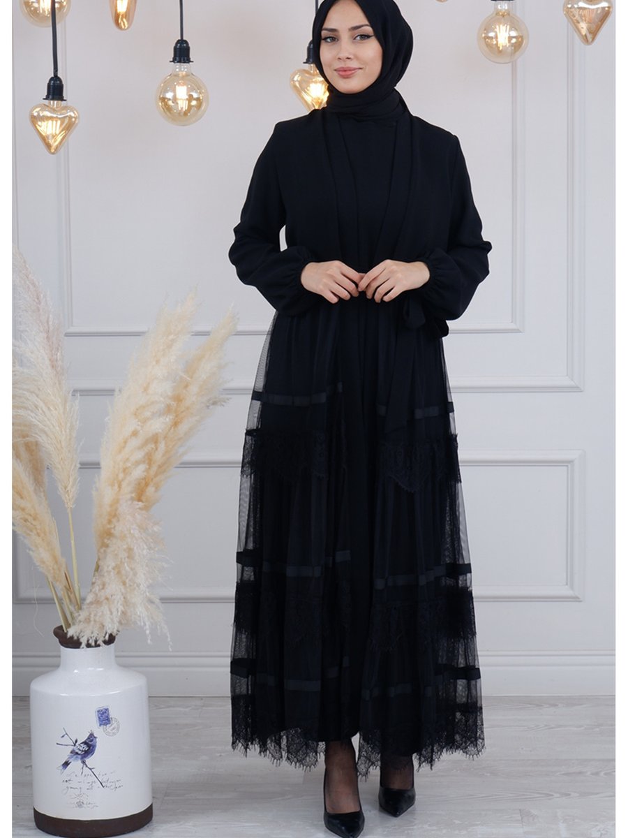 Heddy Nurcan Çetin Abaya Takım N6616 Siyah
