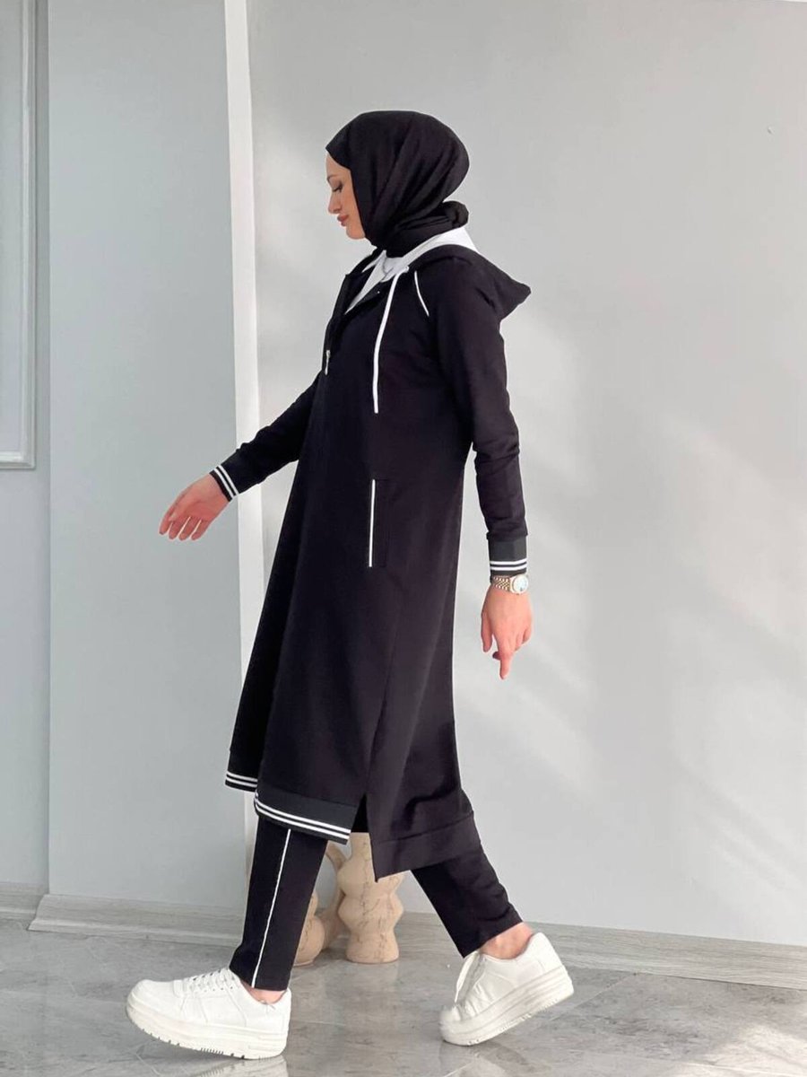 Eylül Tesettür Siyah Mevsimlik Eşofman Takımı 6149 001