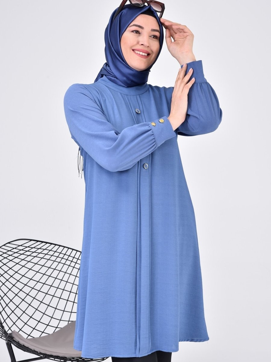 Kadin Buyuk Beden Uzun Kollu Tunik Bluz