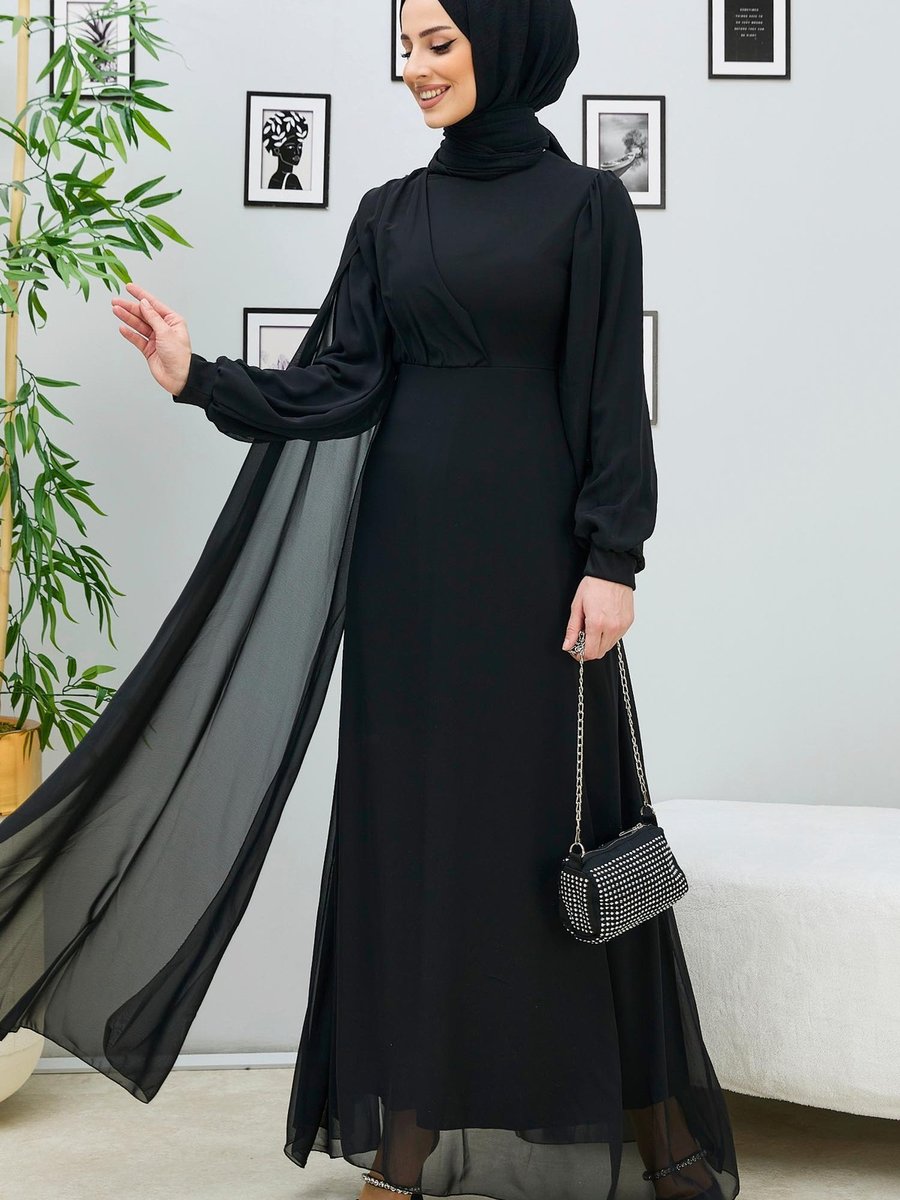 Tofisa 10558 Sıyah Abiye Elbise