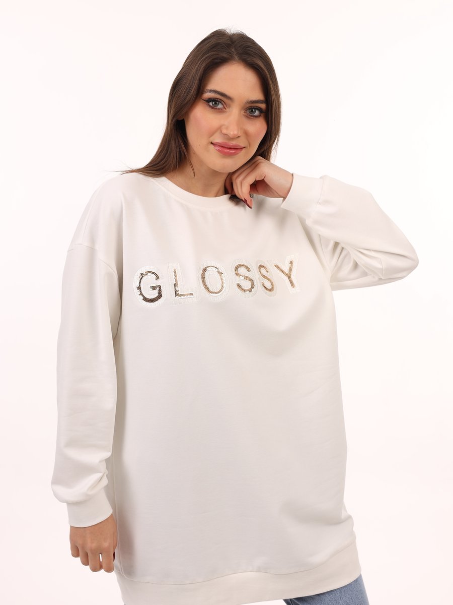 Vmk Still Tesettur Tunik Sweatshirt 2 İplik Glossy Yazi Detaylı Vmkstıll6216