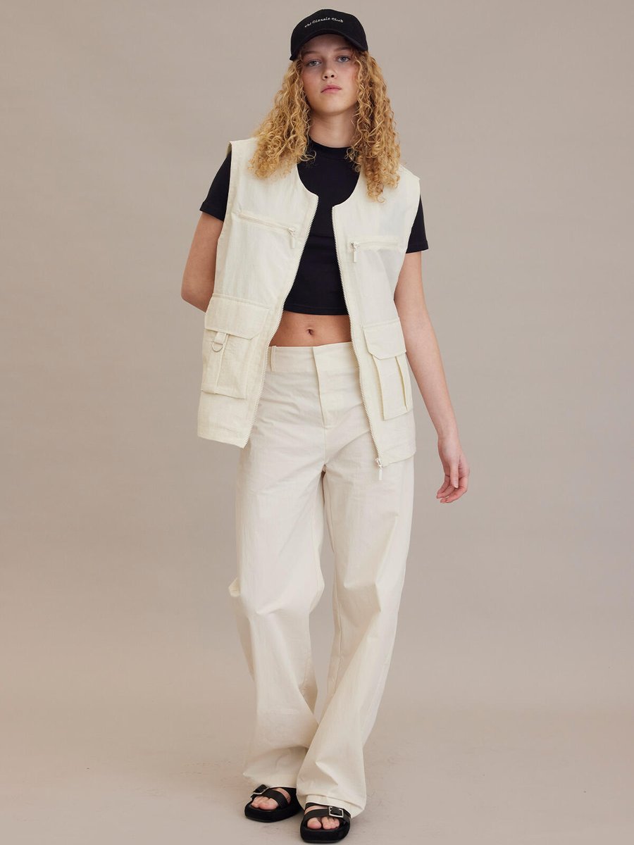 Manuka Teknik Detaylı Yelek Vanilya