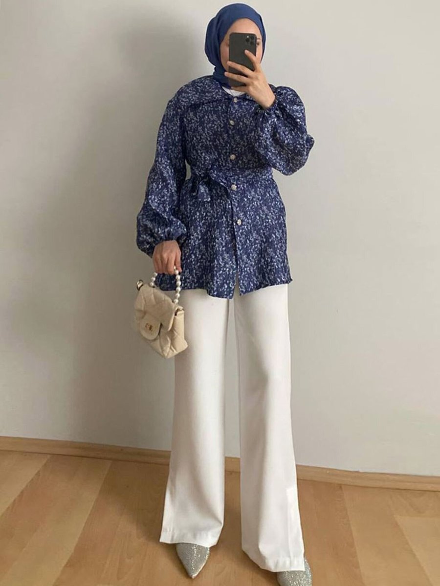 Moda Rosa Saks Mavisi Ceketi Taşlı Abiye Takım
