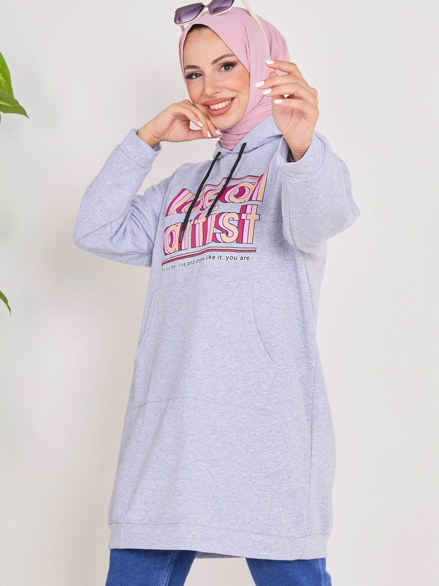 Tofisa 23015 Grı Kapüşonlu Sweat