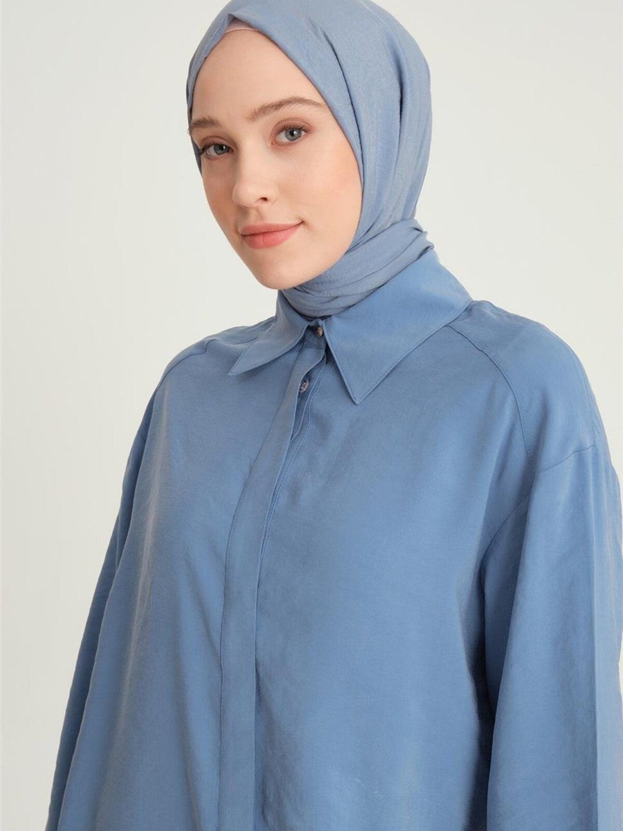 Armine Kalın Manşetli Tunik 24y4004 Sisli Mavi