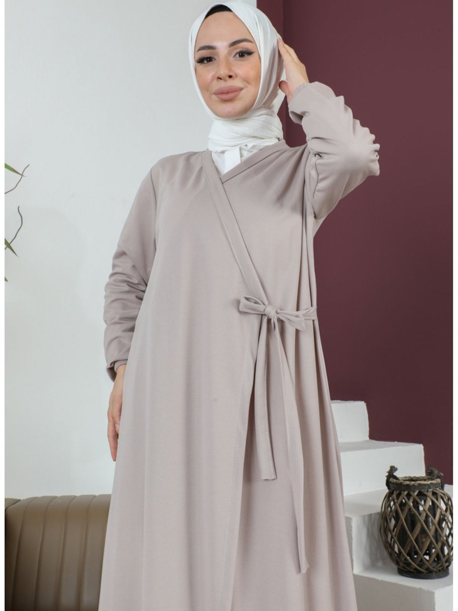 Sefamerve Yandan Bağlamalı Namaz Elbisesi 0691 02 Bej