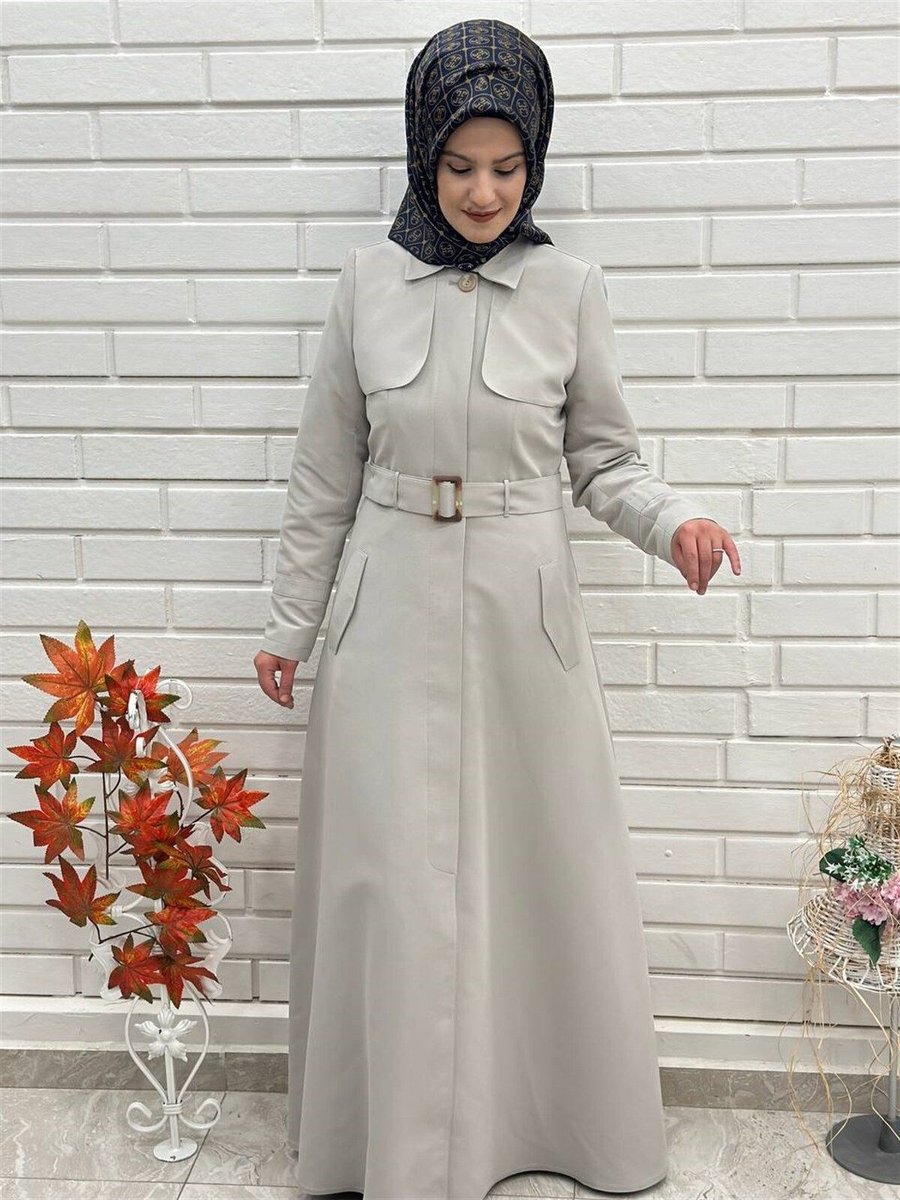 Günay Karaca Mevlana Kesim Trençkot, Mevsimlik Astarlı Trençkot Uzun Pardesü 4653