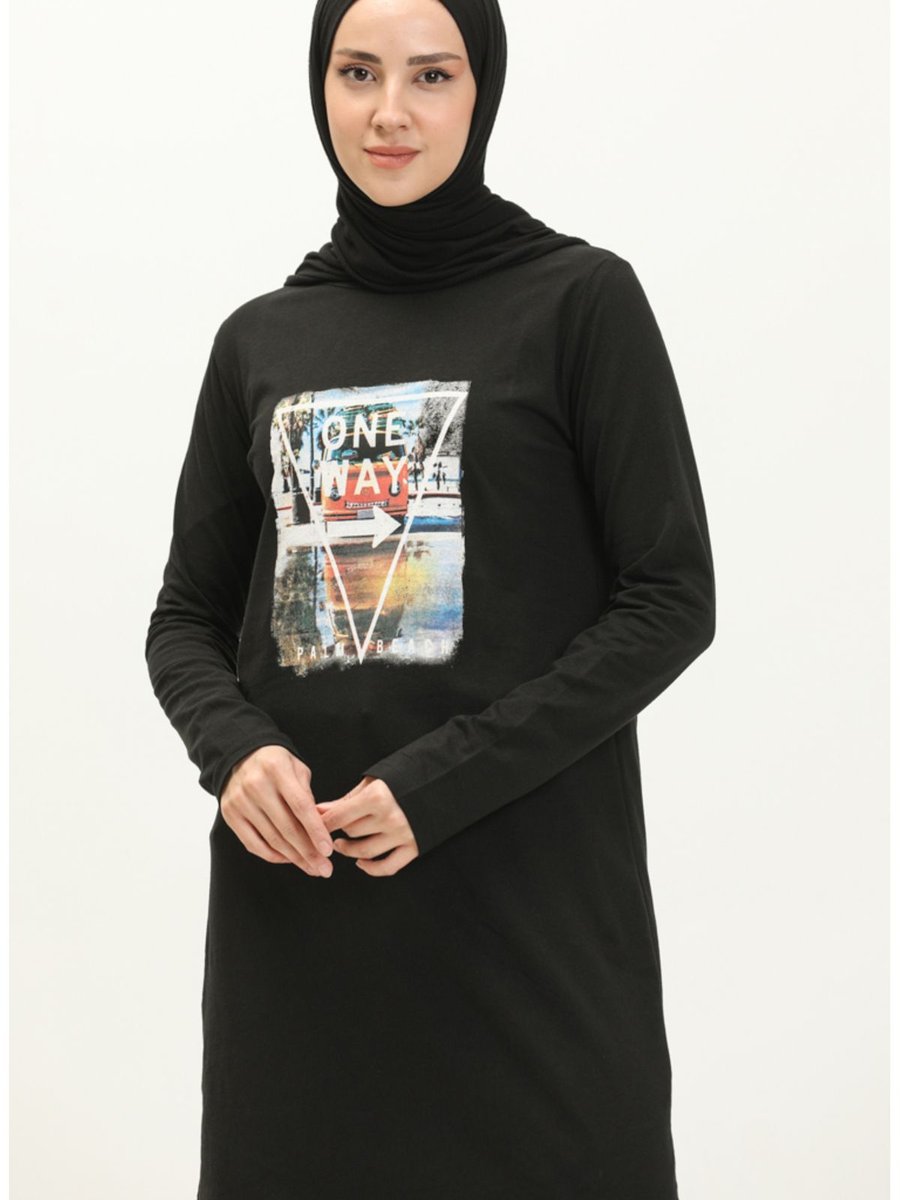 Sefamerve Baskılı Tunik 6022 01 Siyah