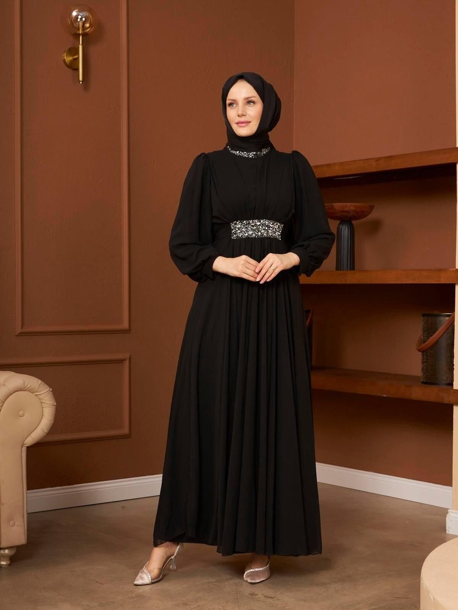 Hülya Keser Şeyma Abiye Elbise Siyah