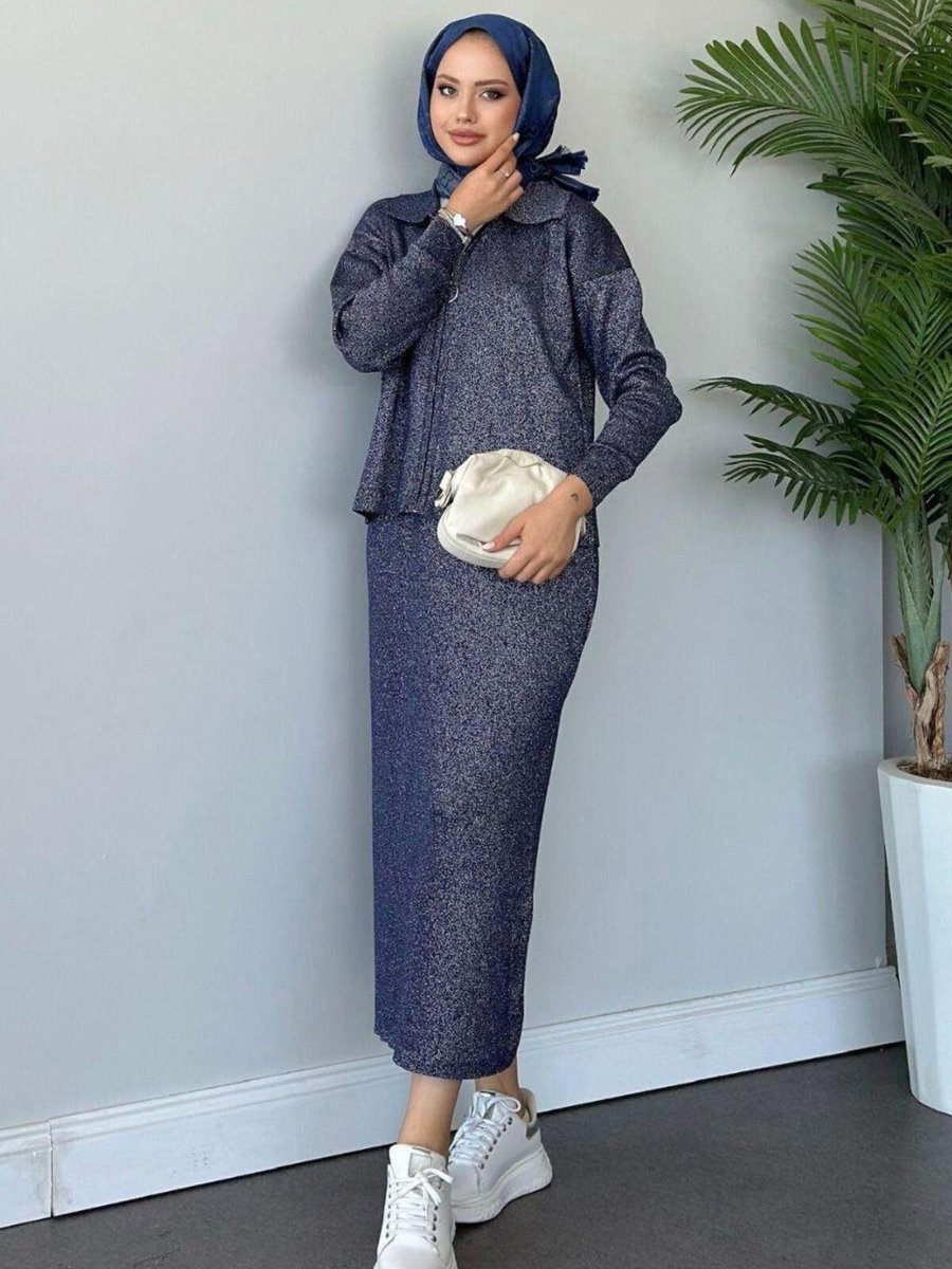 Şulemoda Giyim Sindirella Etekli Triko Takım Lacivert