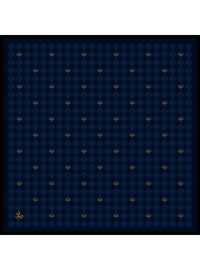 19v69 ITALIA Logo Desen Black Seri Twill Askısı İle Birlikte 90x90 Cm Lacivert Eşarp