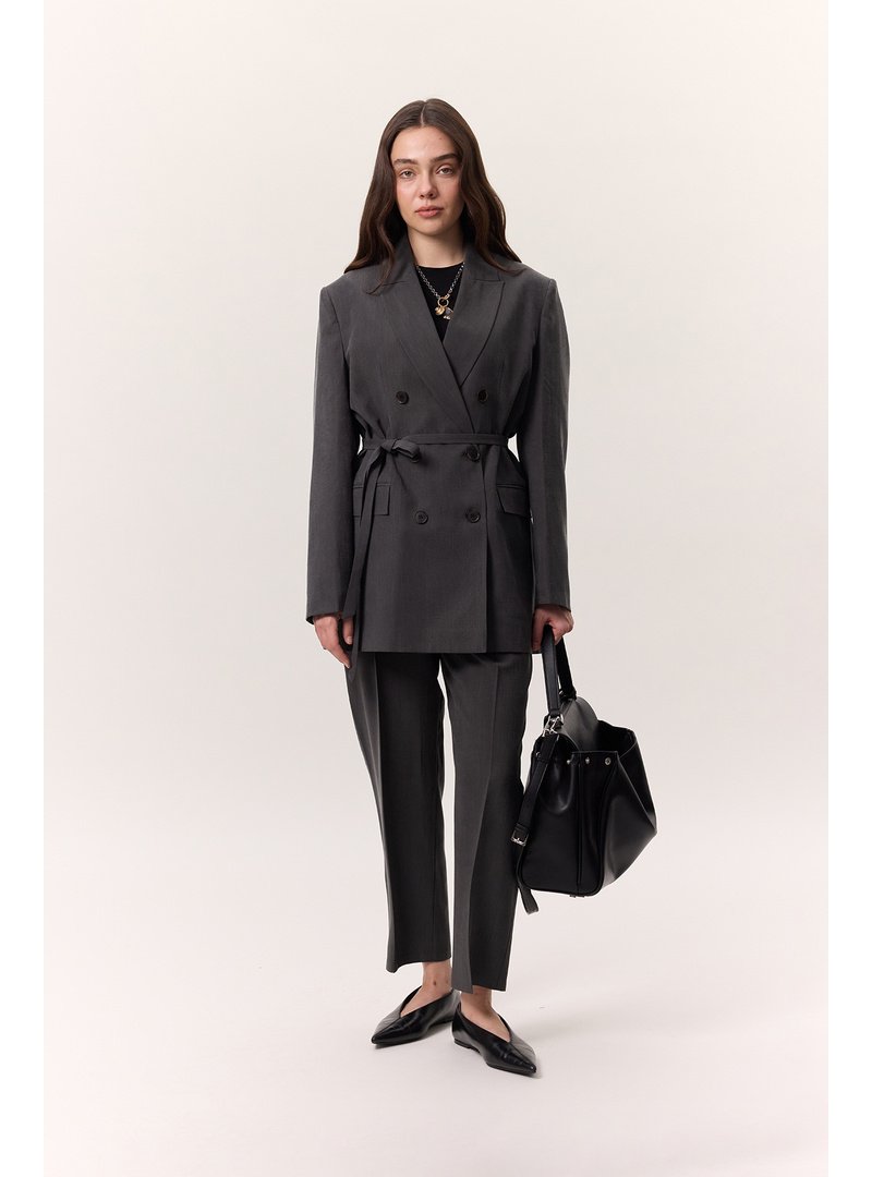 MANUKA Tencel Pileli Antrasit Pantolon