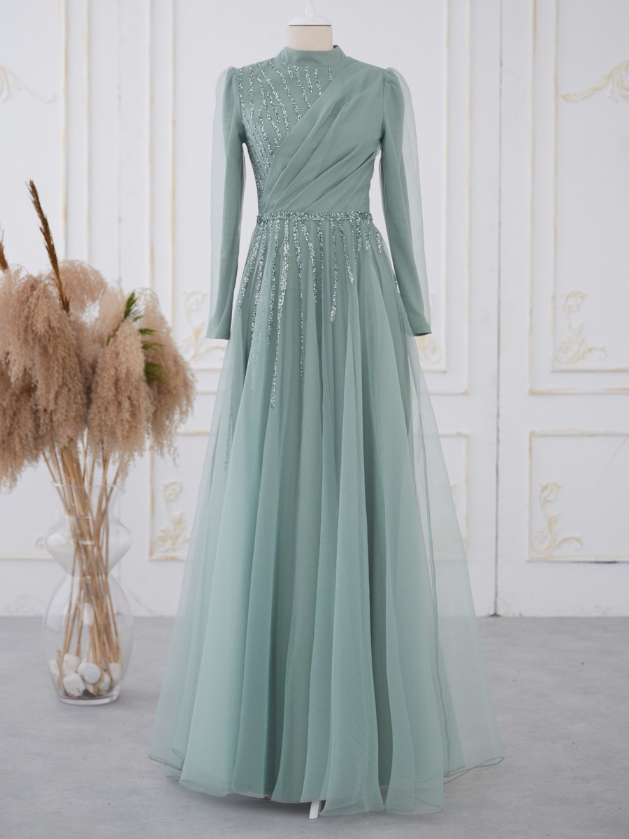 Modanisa Mood Esin Aslan Polat Abiye Elbise Mint Yeşili