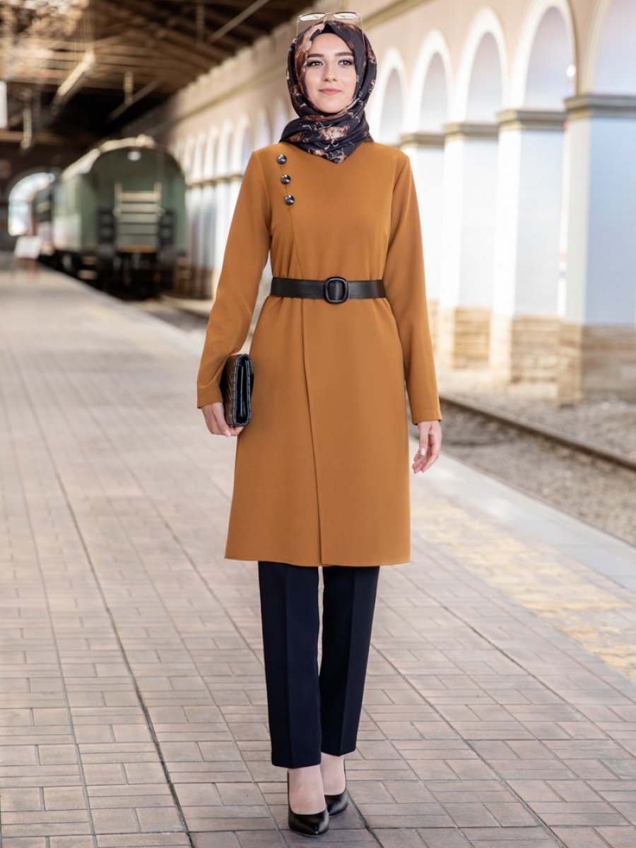 Ahunur Tanem Tunik&Pantolon İkili Abiye Taba Takım