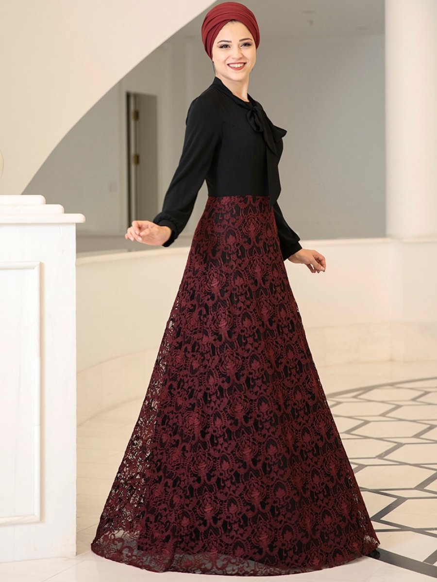 DressLife Simge Bordo Elbise