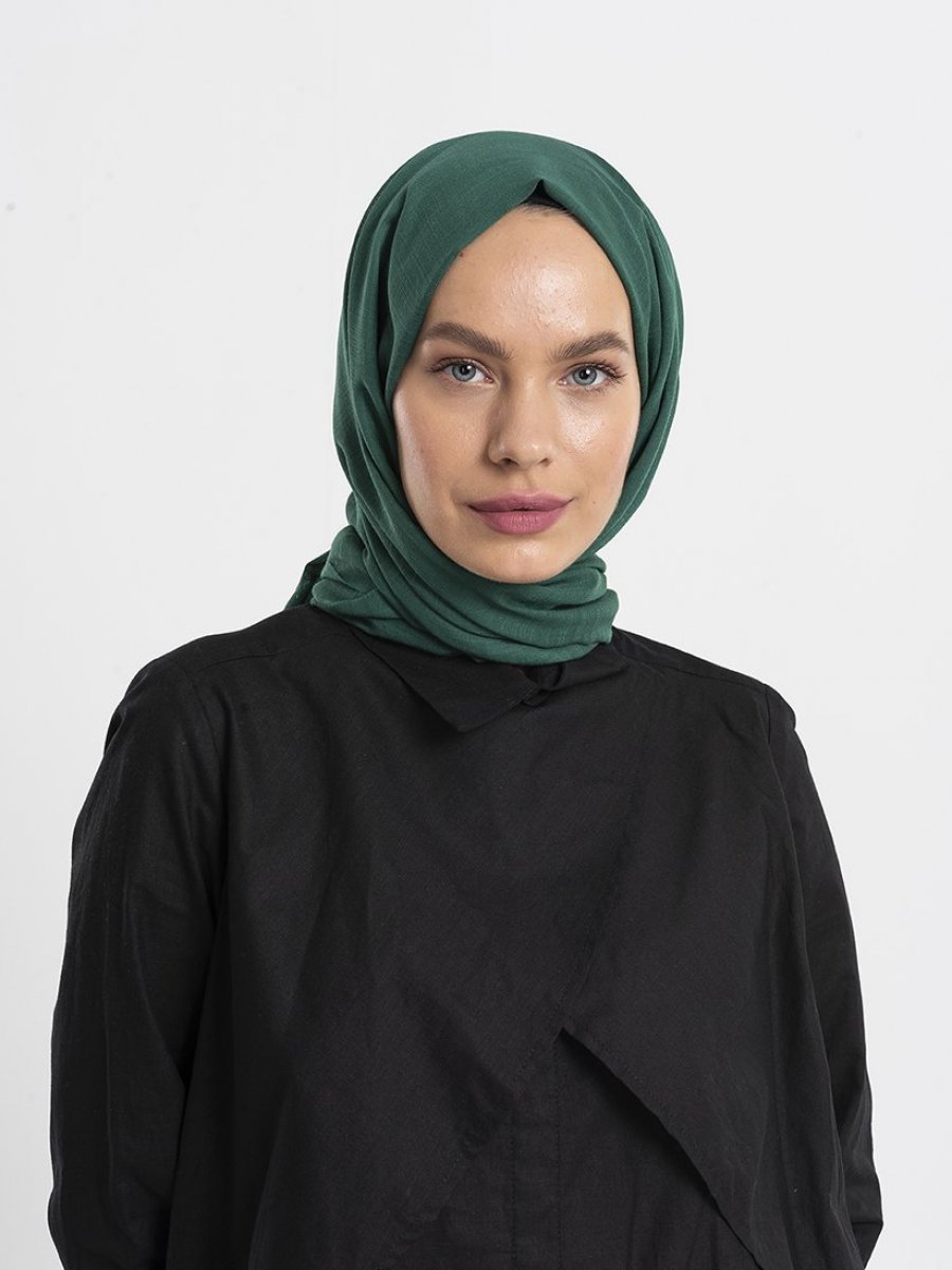 QRAS Benetton Yeşili Vual Keten Yeşil Şal